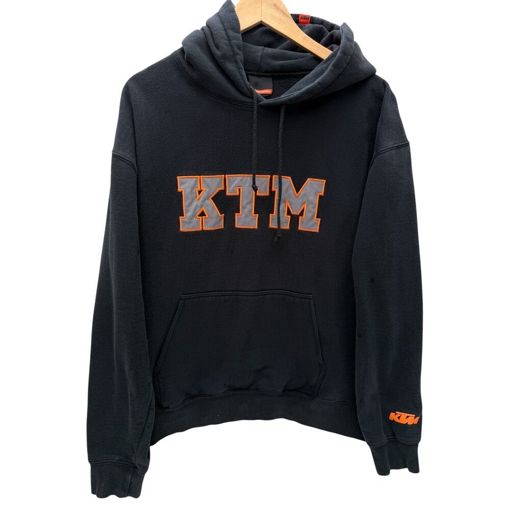 KTM Hoodie Mens L Black Orange Graphic Pullover Motorcycle Racing Sweatshirt